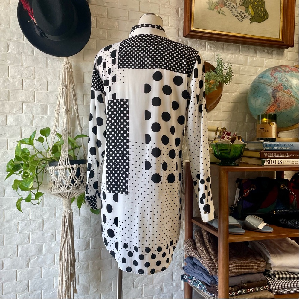 Calvin Klein Polka Dot Panel Patchwork Print Shir… - image 7